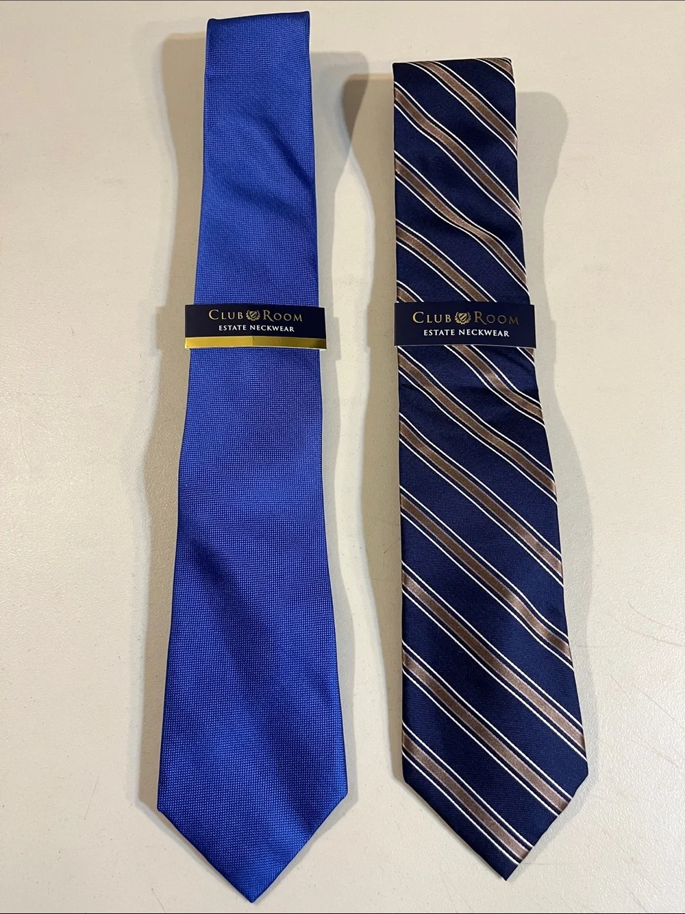 Club Room Blue Solid Tie and Navy Striped Tie Set